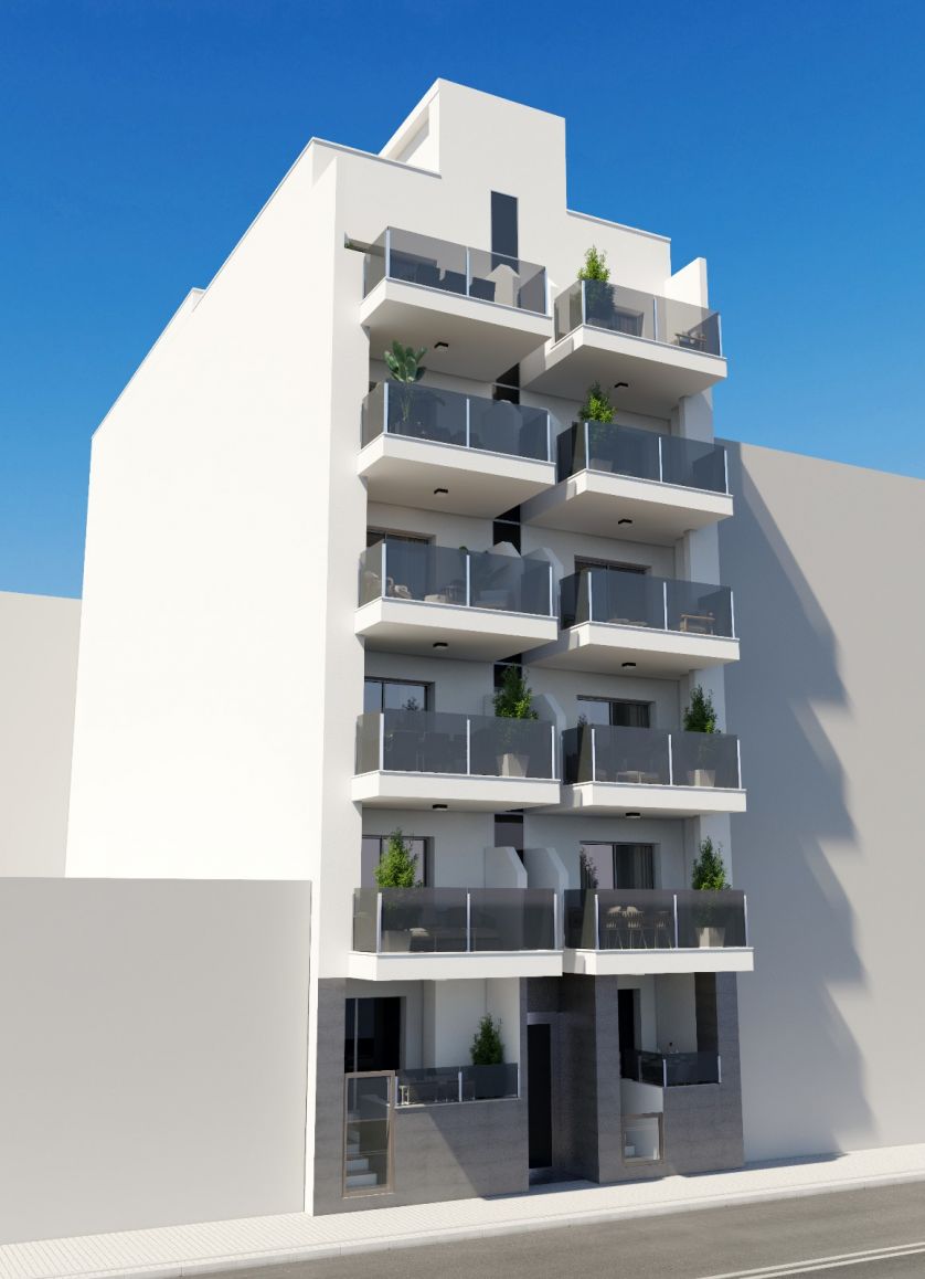 Building entrance in new-build development, Playa del Cura, Torrevieja