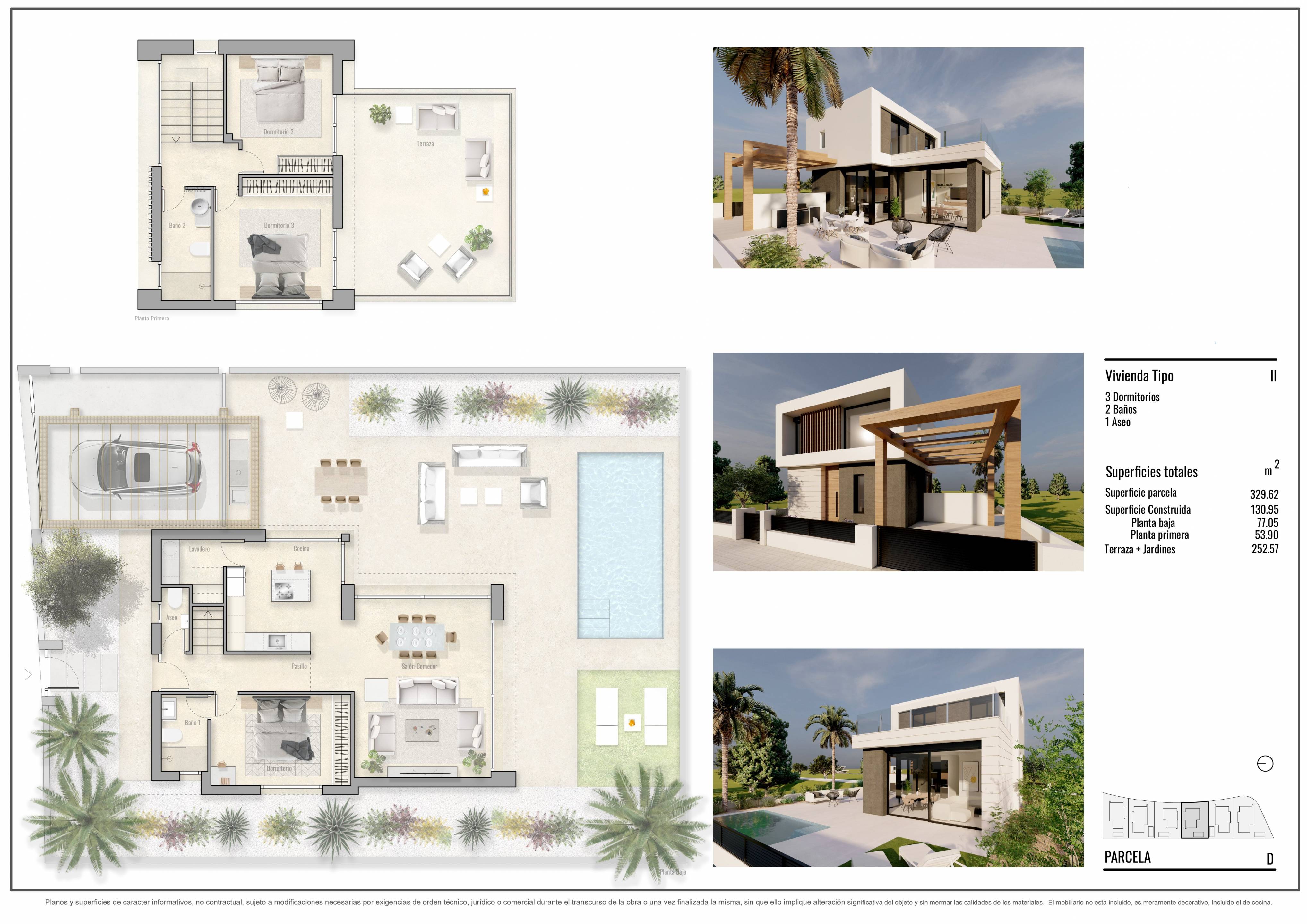 Floor plan of 3-bedroom new-build villa in Lo Romero Golf, Pilar De La Horadada
