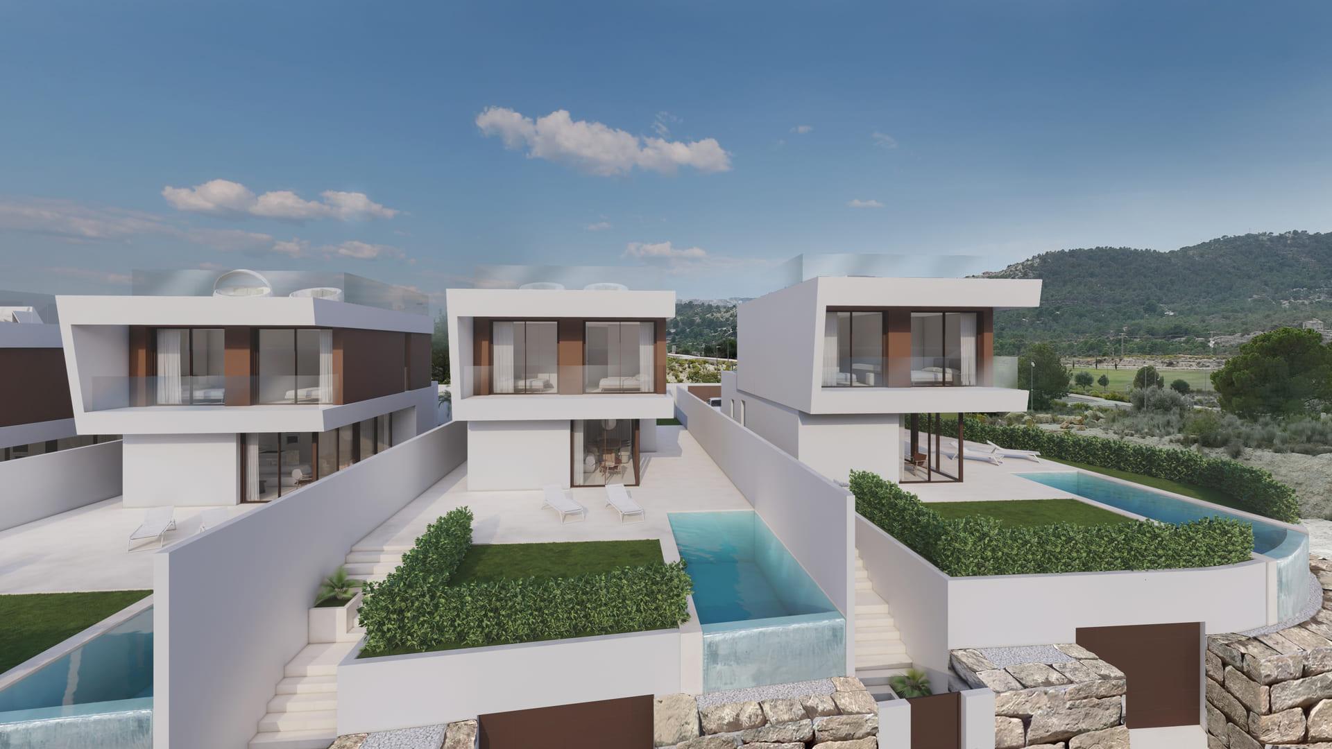 Living area in 3-bedroom new-build villa, Golf Puig Campana, Finestrat