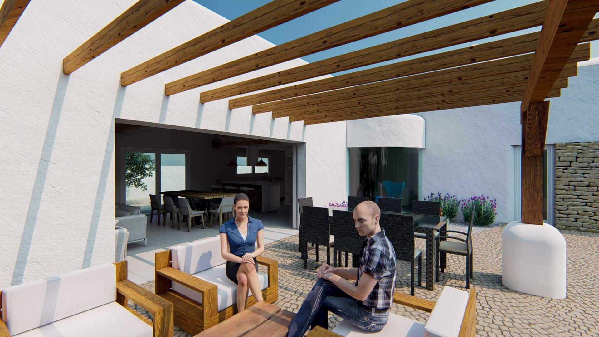 Outdoor terrace with surroundings, new-build villa, Alfaz del Pi Pueblo-Urbanizaciones