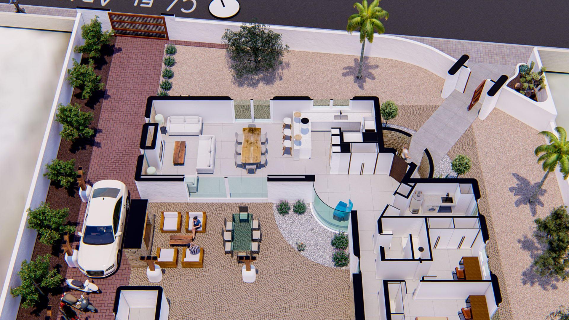 Plot boundary and landscaping, new-build villa, Alfaz del Pi Pueblo-Urbanizaciones