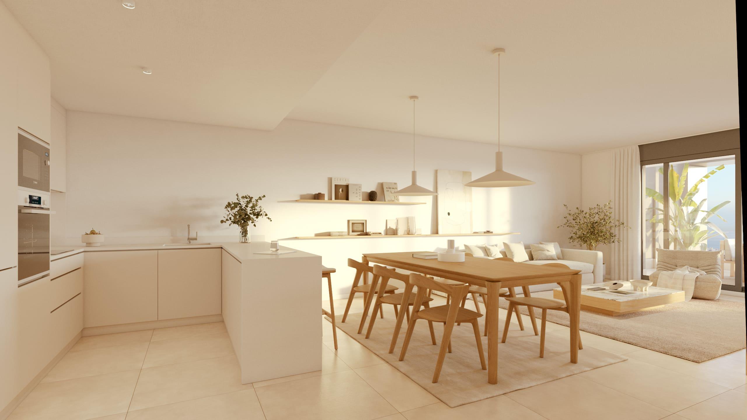 Kitchen with fitted units in new-build apartment, Las Mesas, Estepona