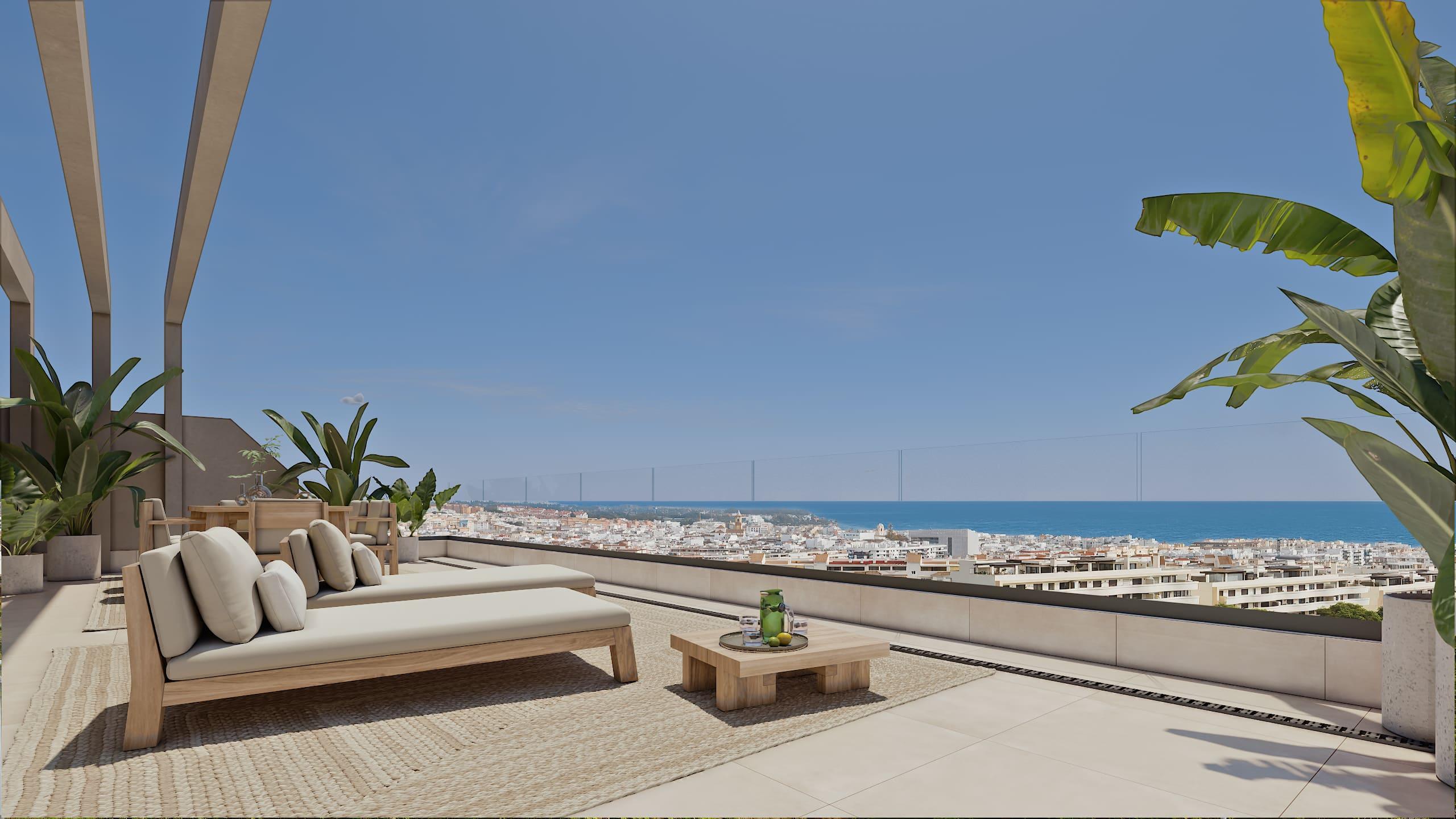 Kitchen worktop and appliances in 2-bedroom apartment, Las Mesas, Estepona