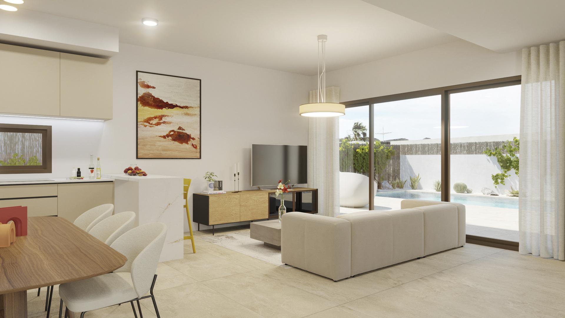 Outdoor terrace area of new-build villa in Algorfa