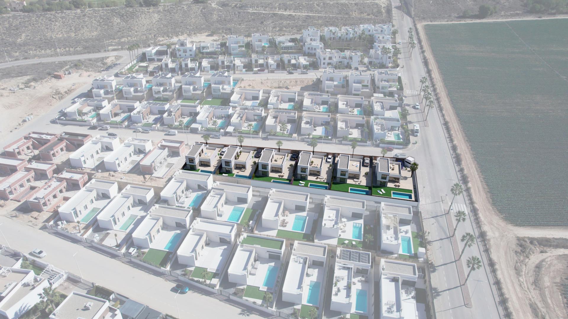 Street view showing location of new-build villa, Algorfa