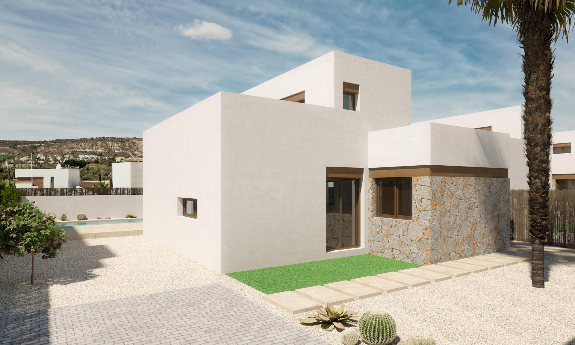 Side elevation of new-build villa on 331m2 plot, Algorfa
