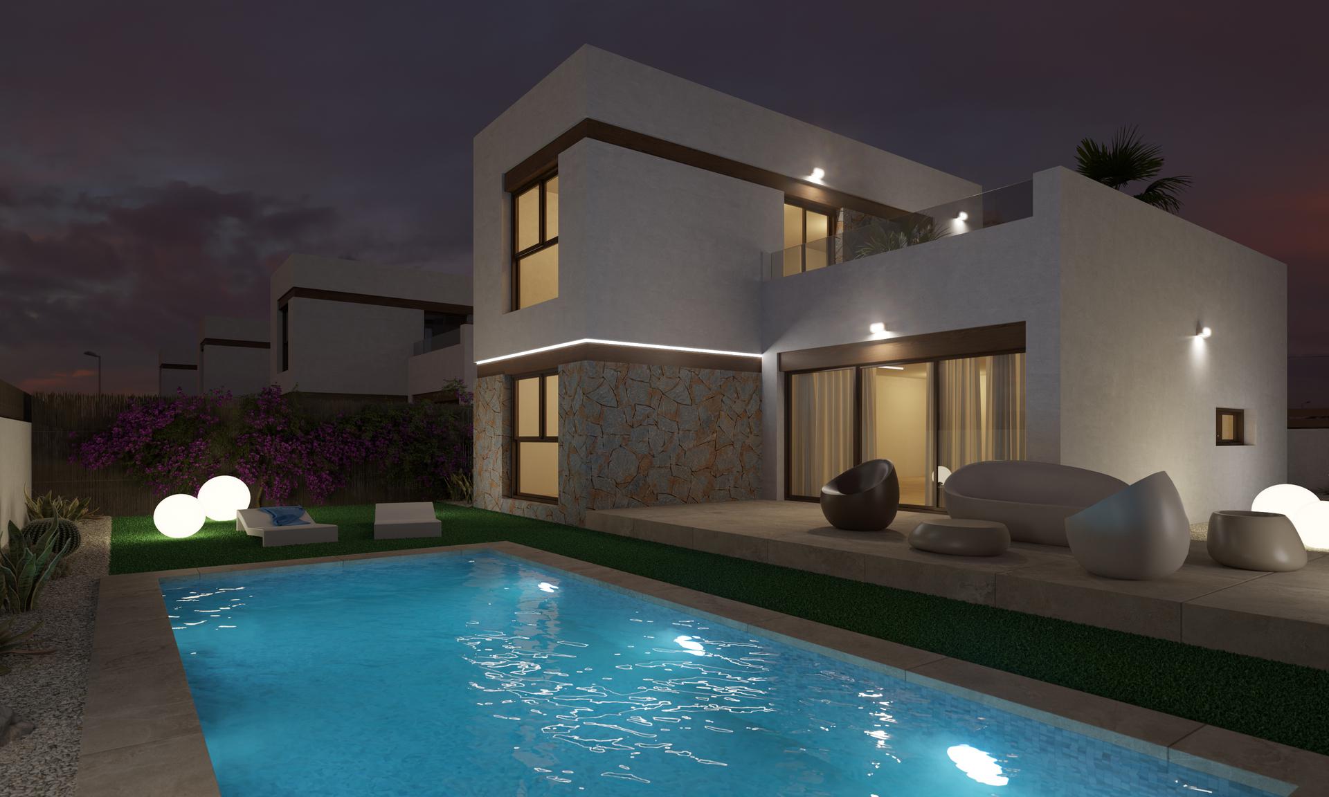 Open-plan living and dining area in 3-bedroom villa, Algorfa