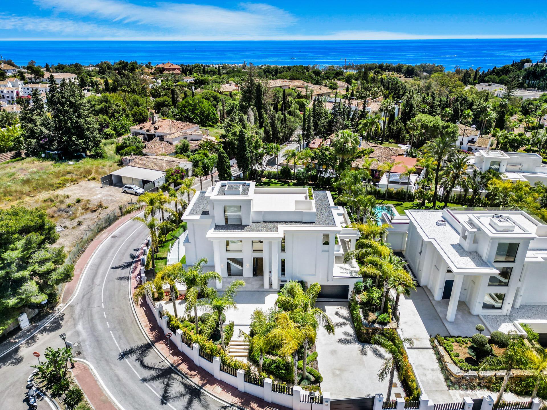 Rear exterior of 6-bedroom villa in Las Lomas de Río Verde, Marbella