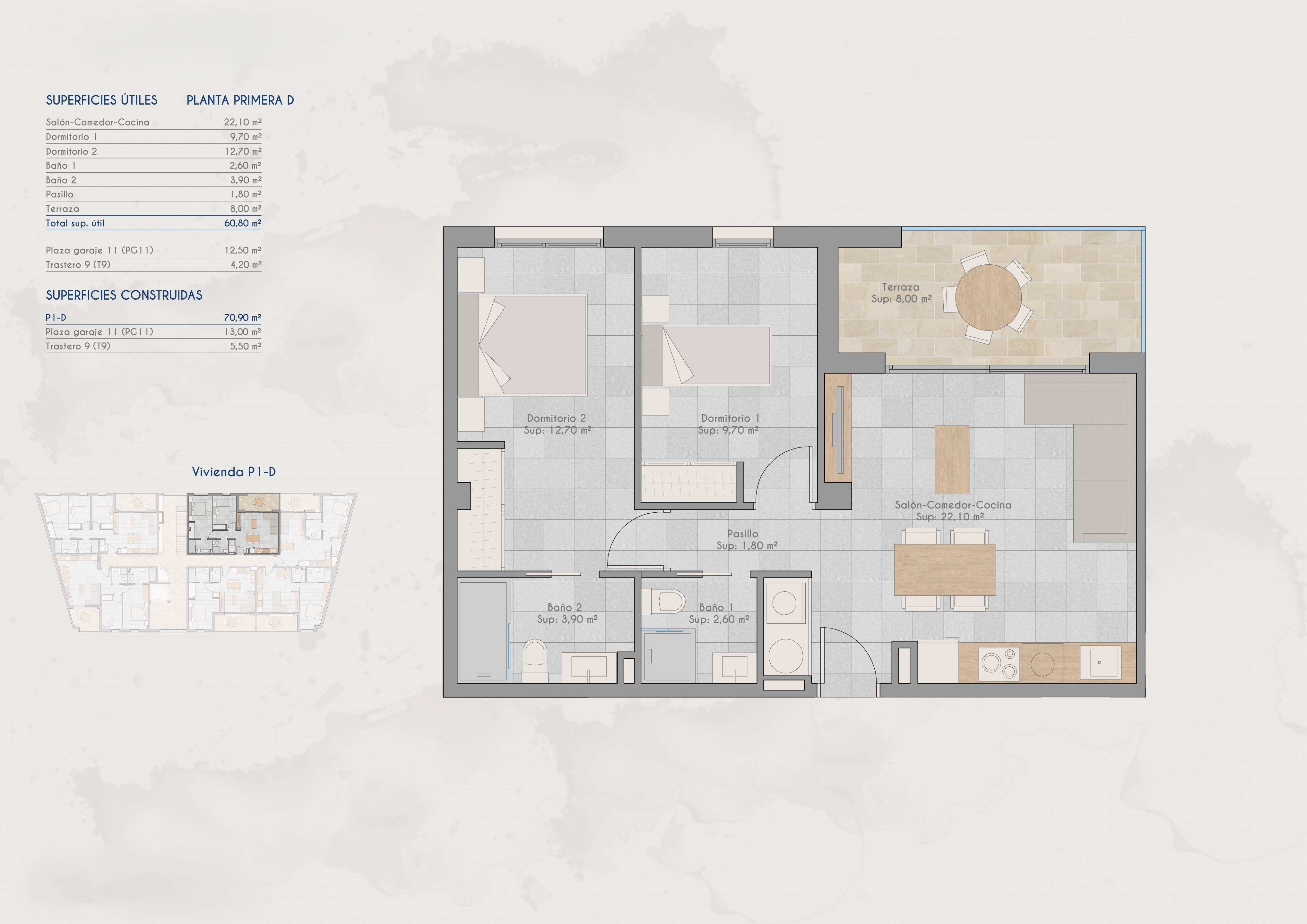 Floor plan of the 2-bedroom apartment in San Pedro Del Pinatar