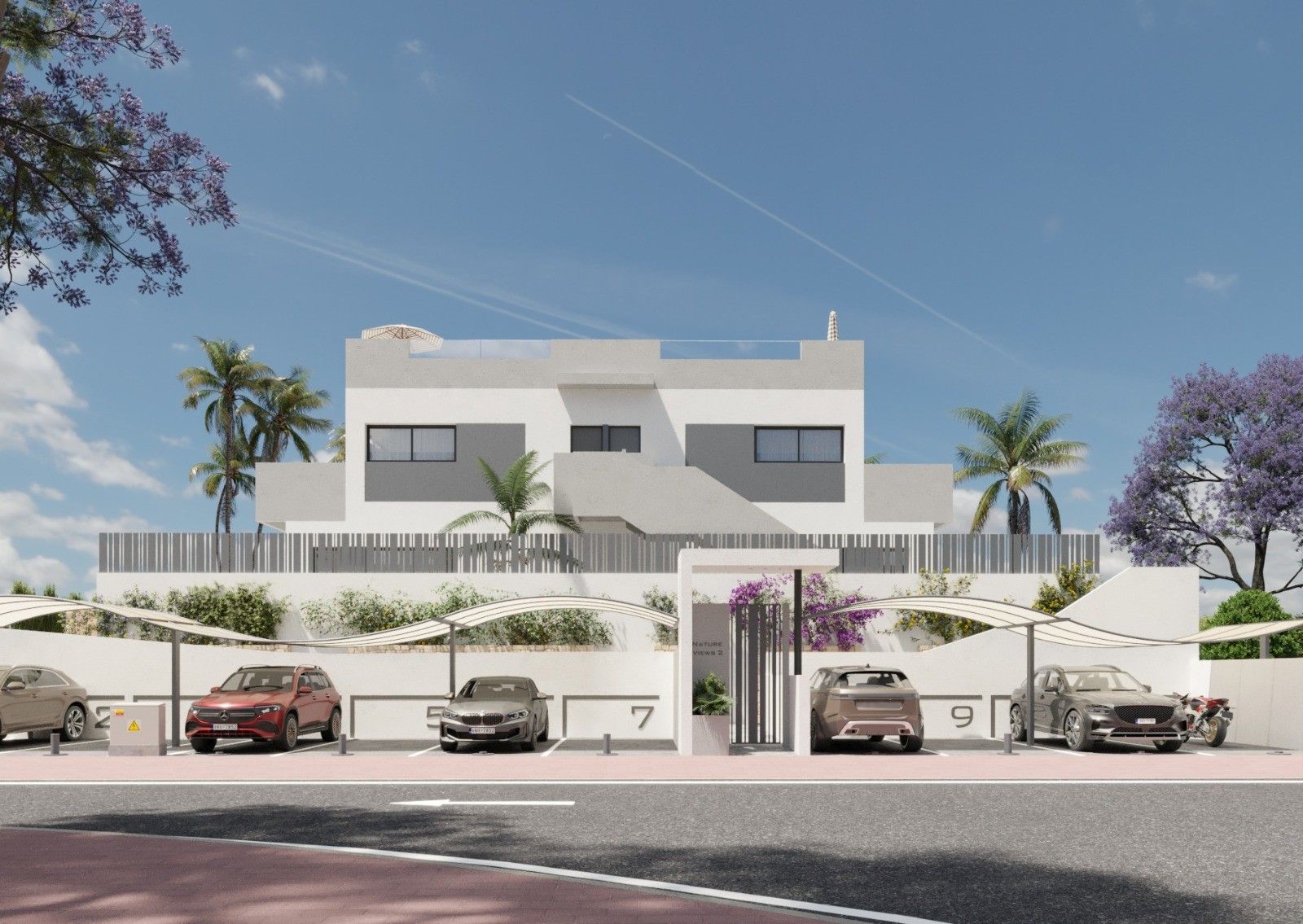 Communal pool area in new-build development, Lago Jardín, Torrevieja