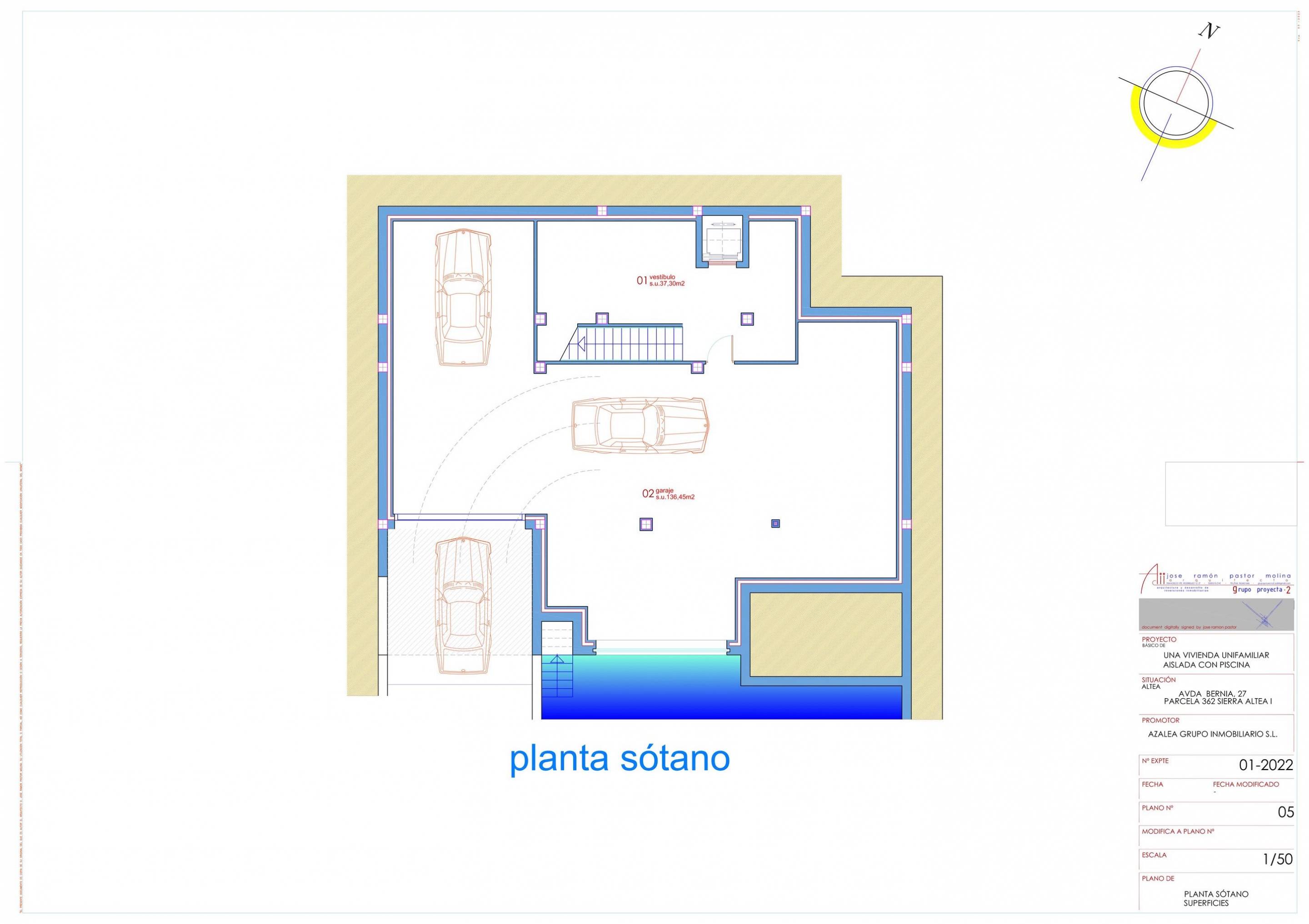Third floor plan of new-build villa in Altea la Vella, Altea