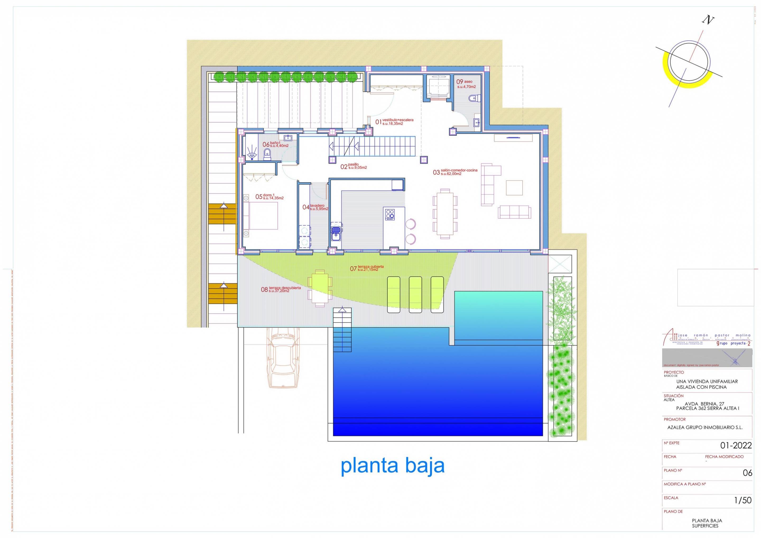 Site plan of new-build villa in Altea la Vella, Altea