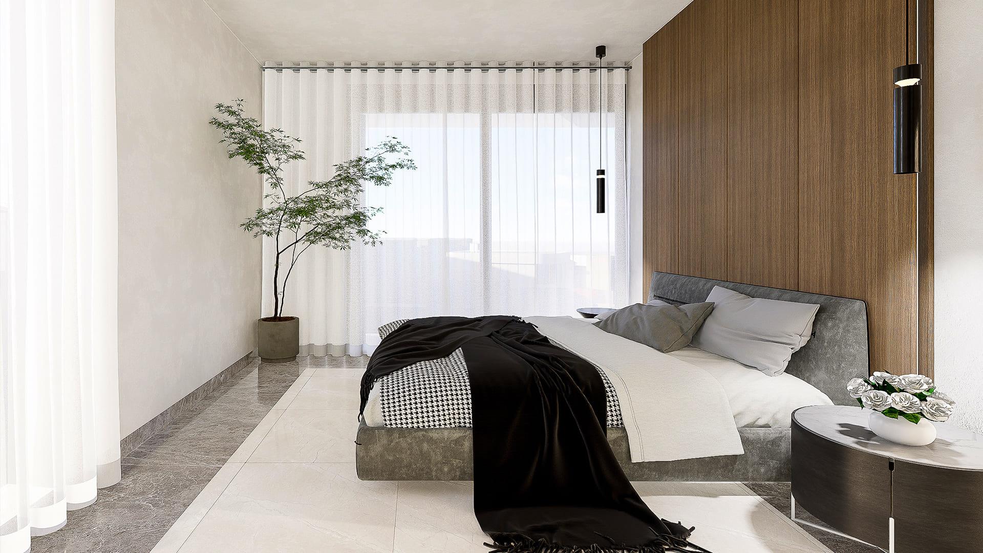 Hallway and internal staircase in new-build villa, Sierra Cortina, Finestrat