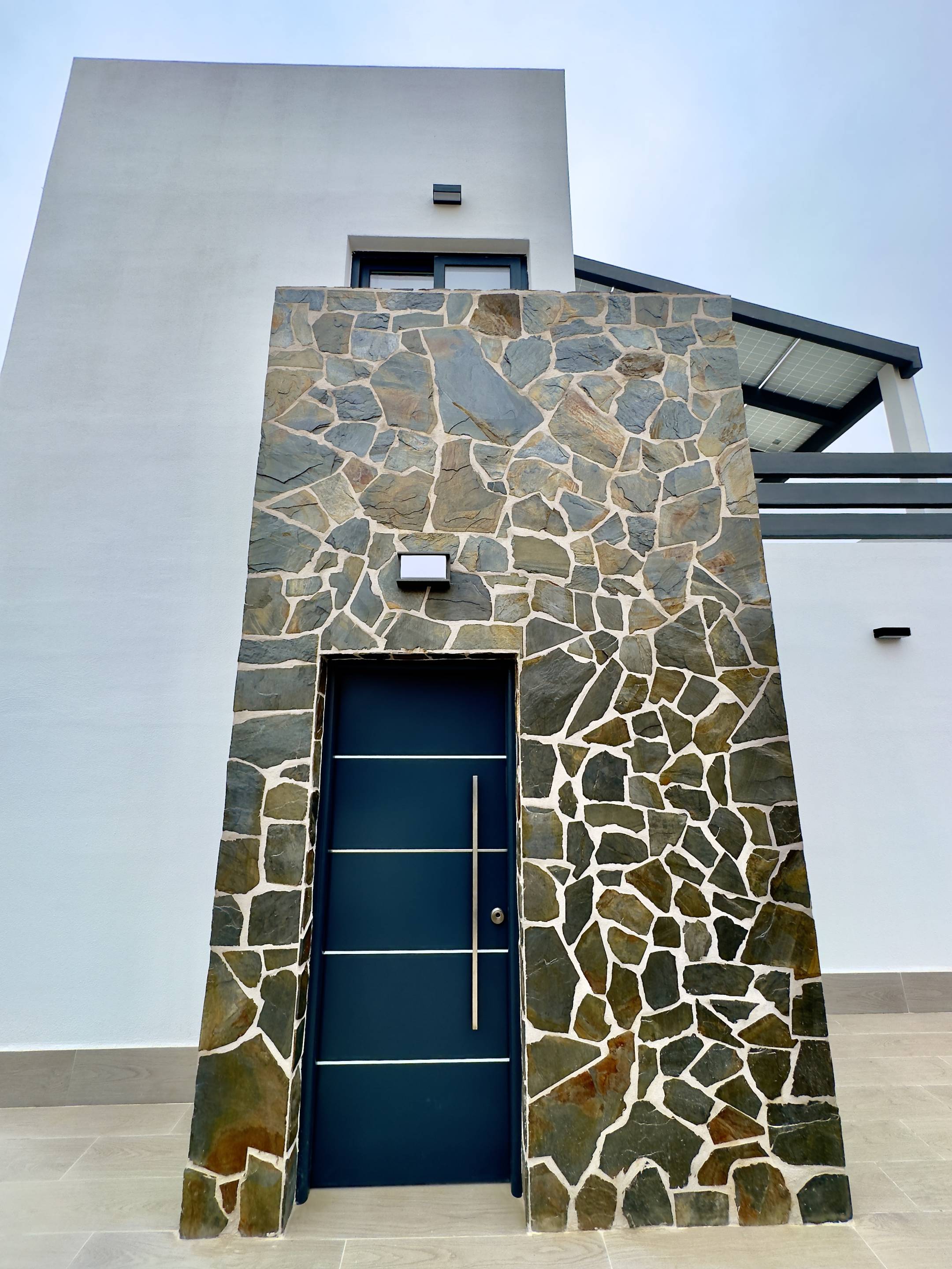 Exterior cladding detail, new-build villa in La Marquesa, Rojales