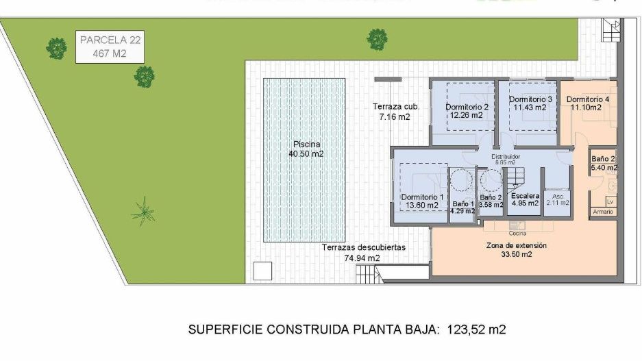 Floor plan - ground floor layout of 4-bedroom villa, La Marquesa