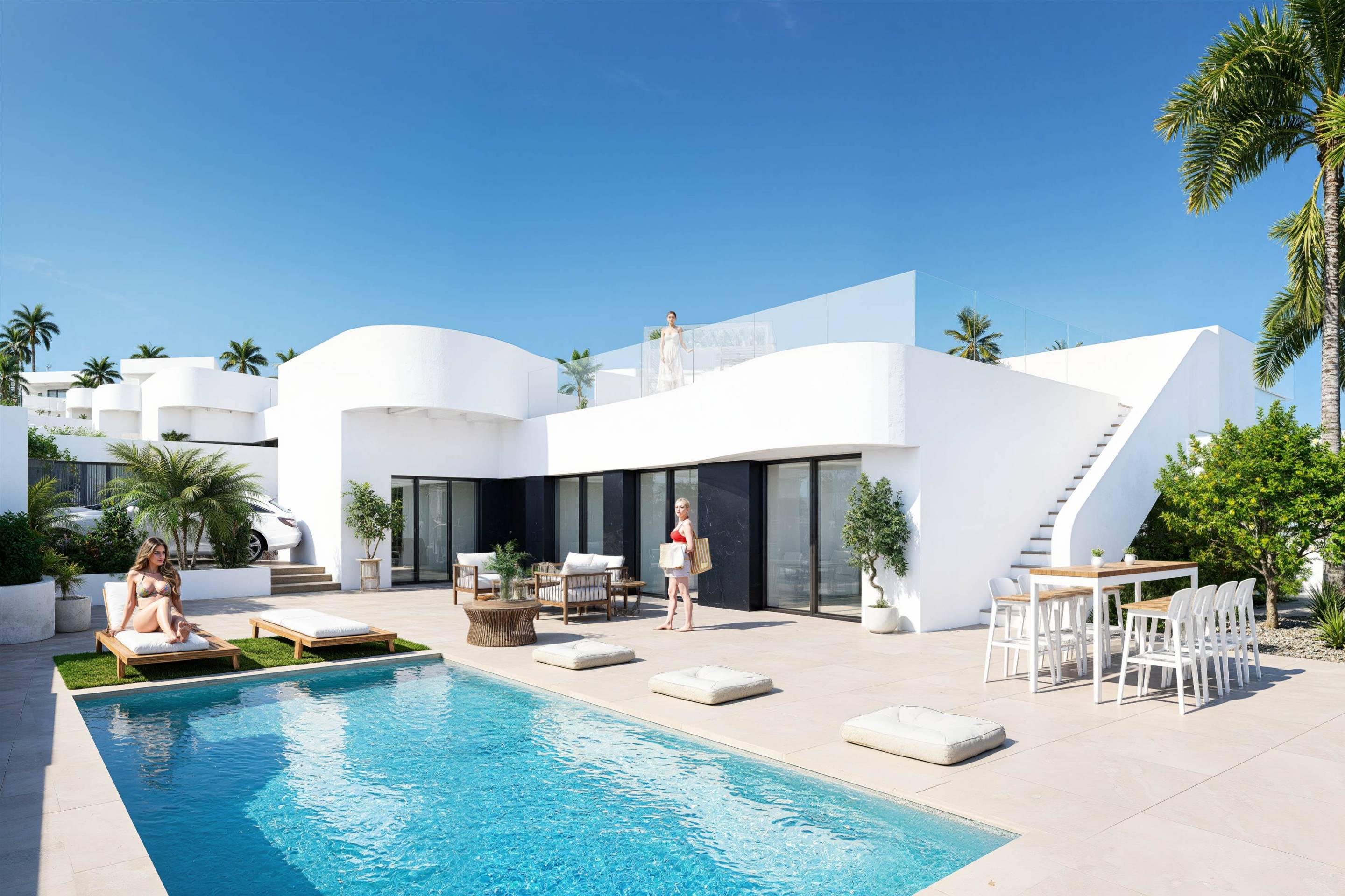 Street view of new-build villa development in Algorfa, Alicante