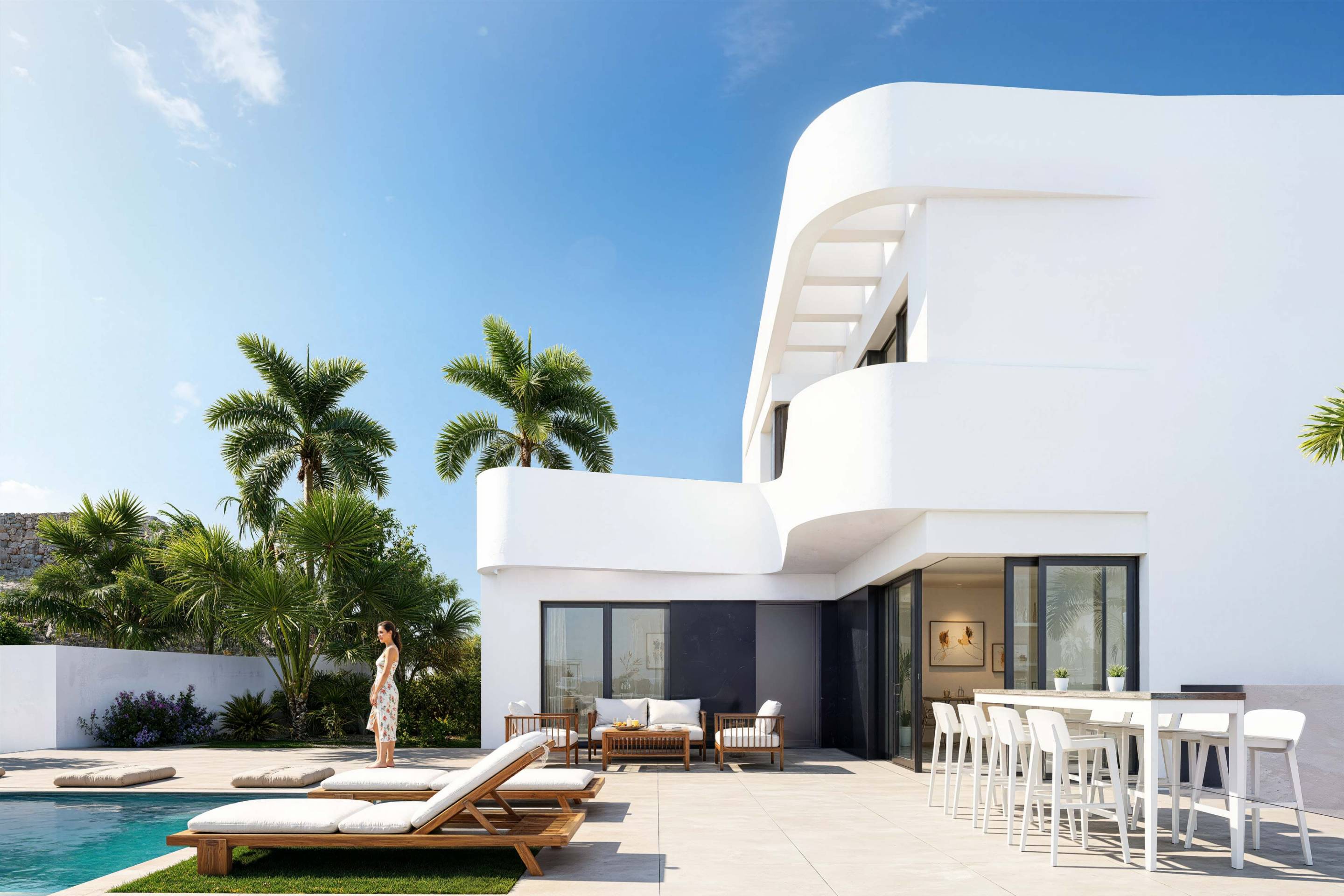 Ground-floor interior living area in new-build villa, Algorfa