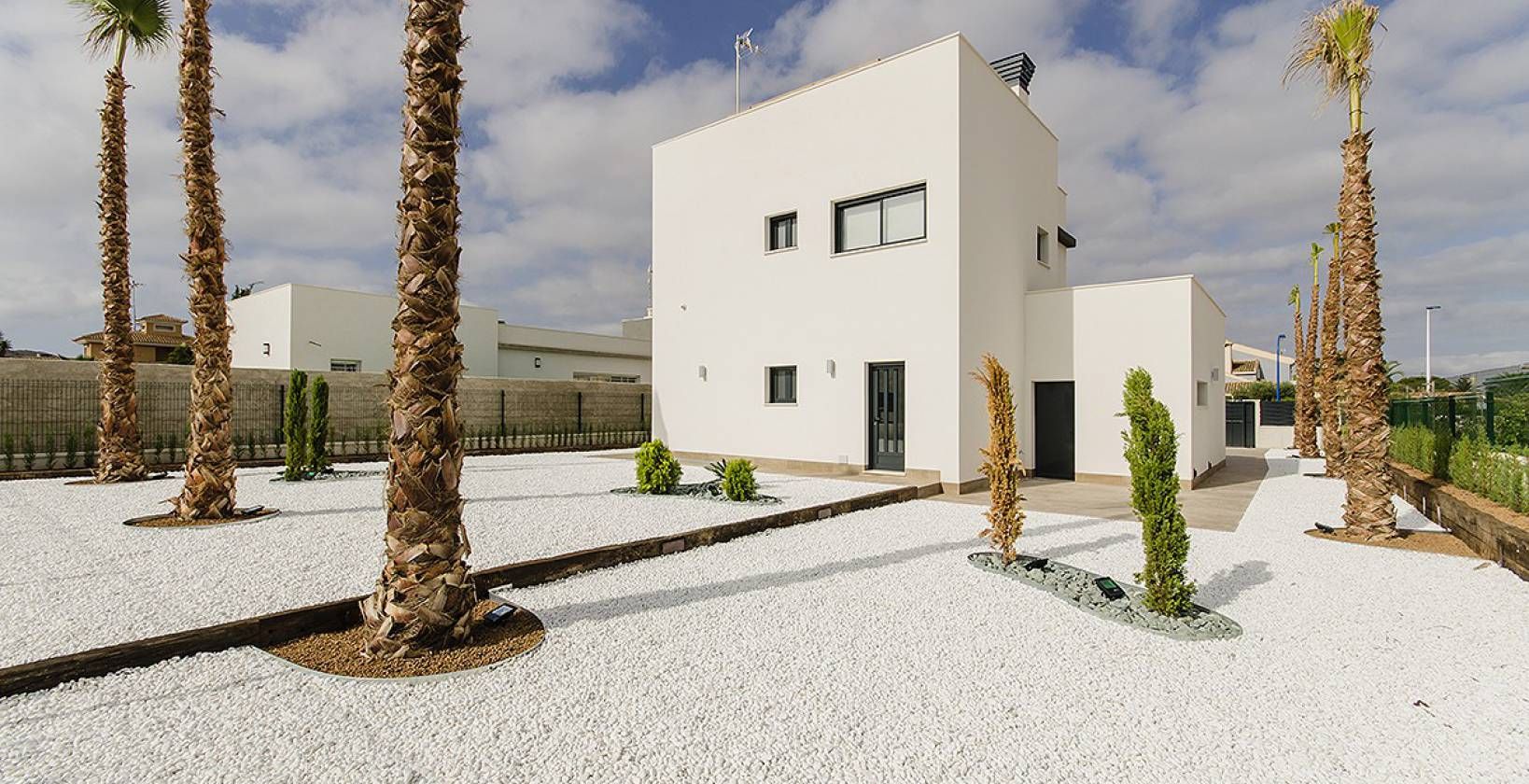 Exterior rear view of new-build villa, Campoamor