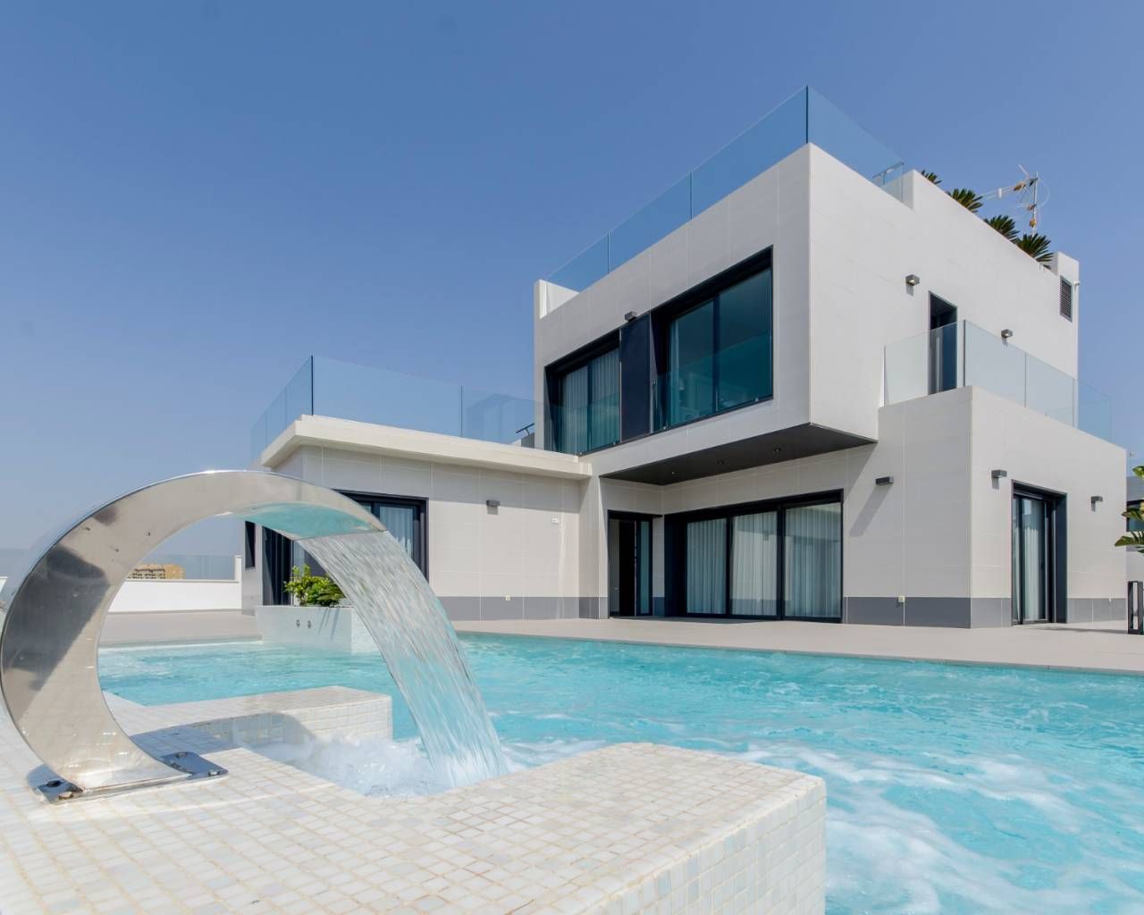 Aerial render of new-build villa plot in Campoamor, Orihuela Costa