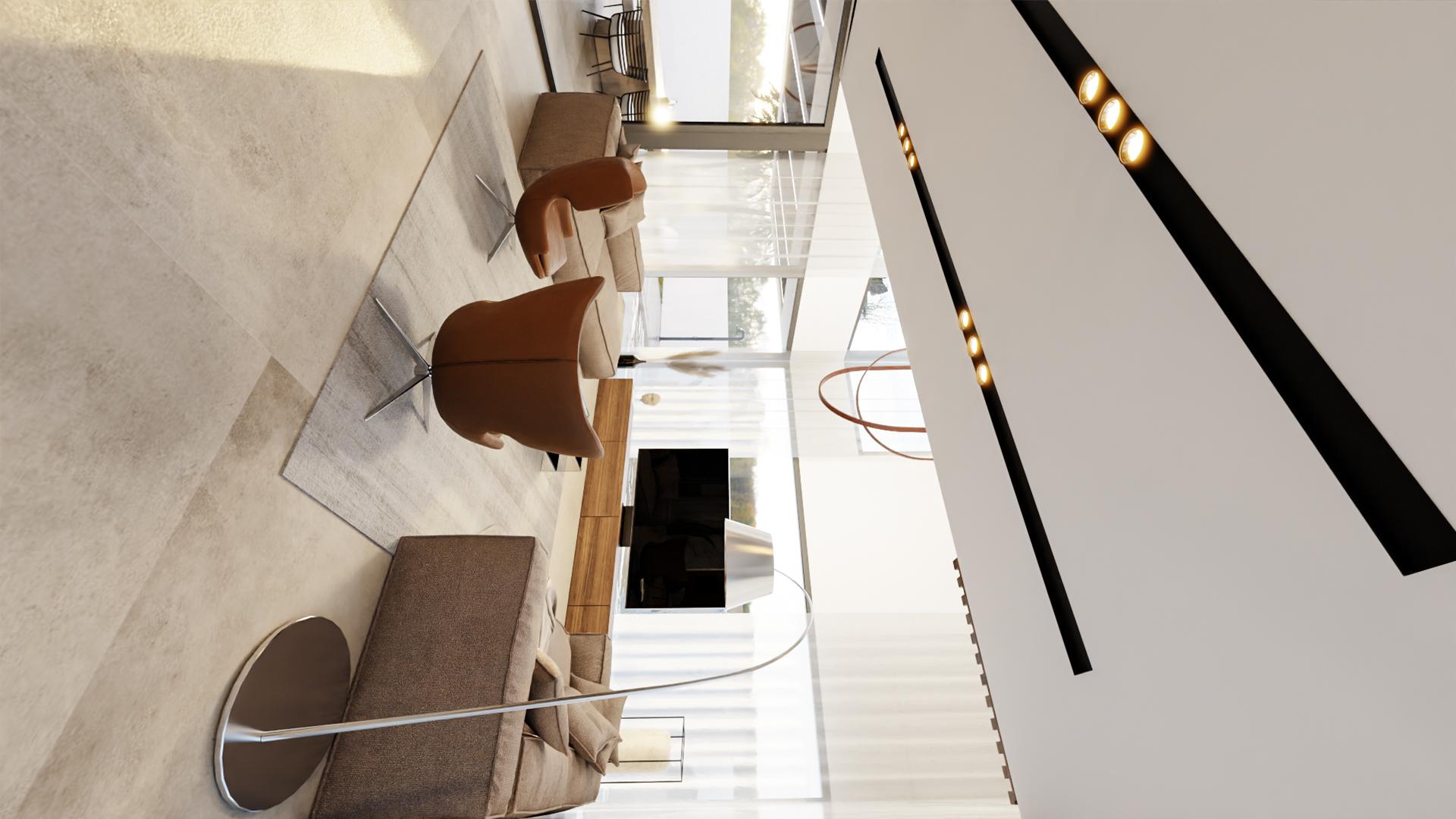 Detail view of interior finishes in new-build villa, La Regia