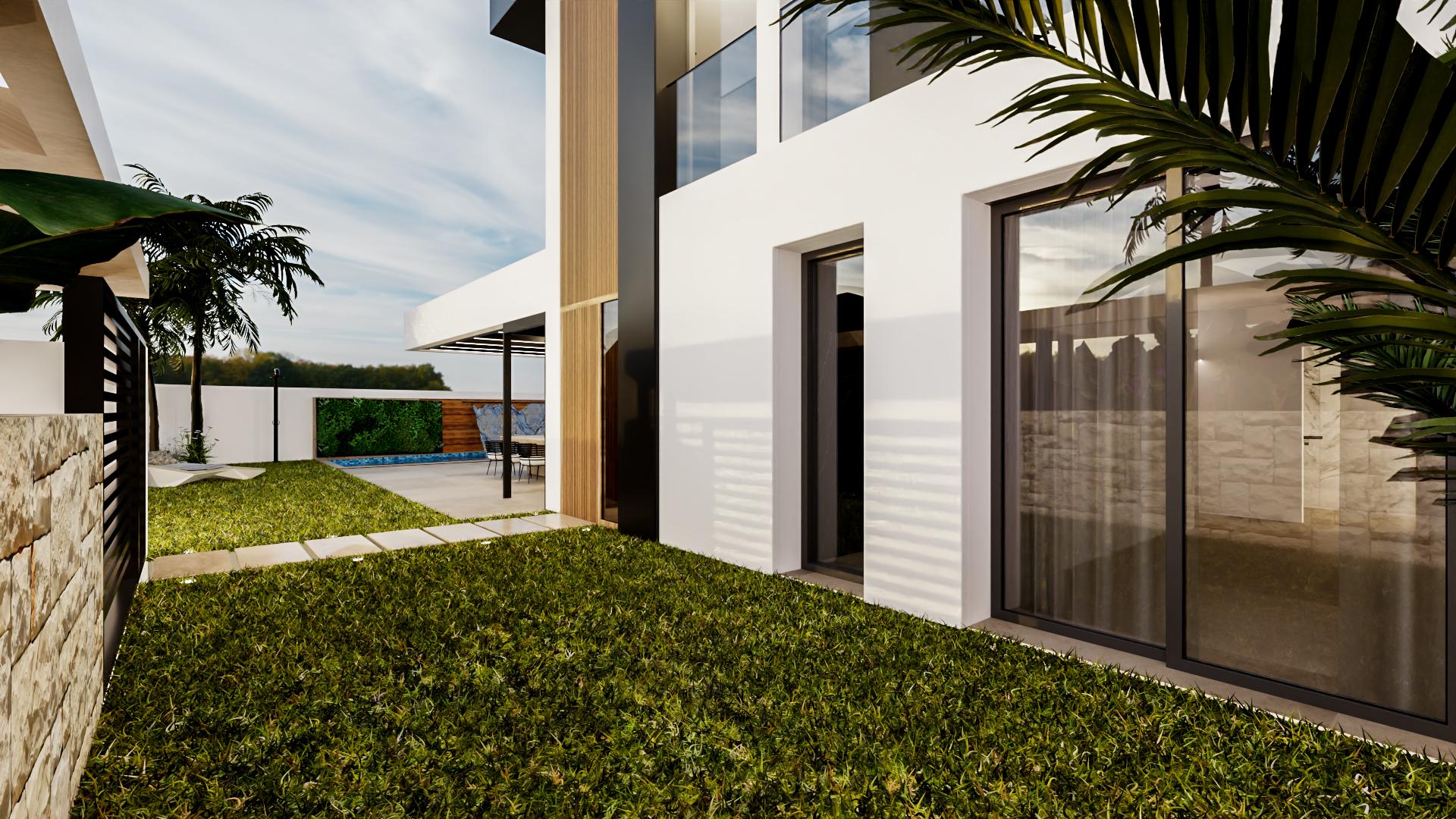 Dining area in open-plan layout, new-build villa, La Regia, Orihuela Costa