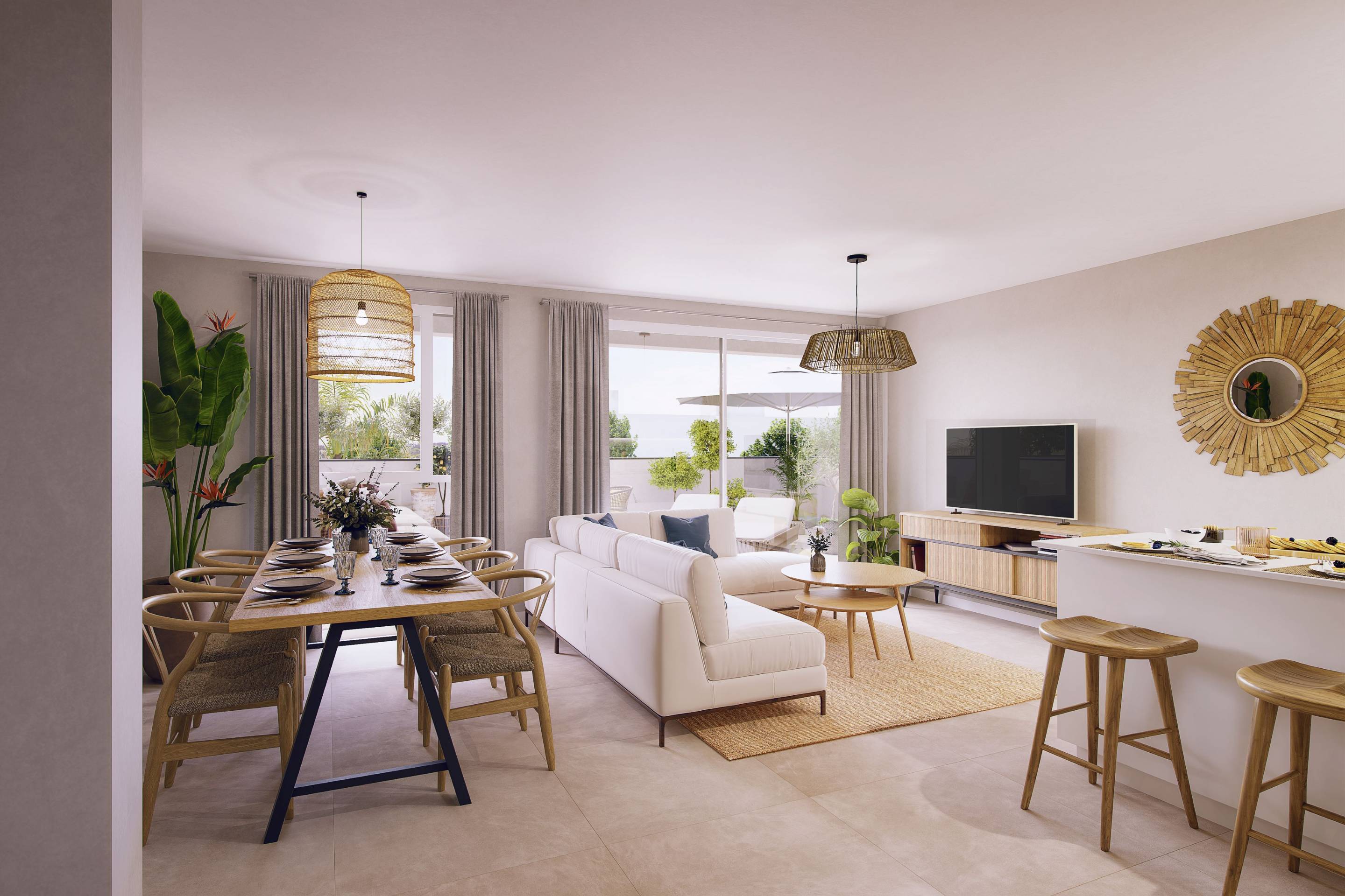Window and natural light in living room, 2-bedroom apartment, El Pinillo