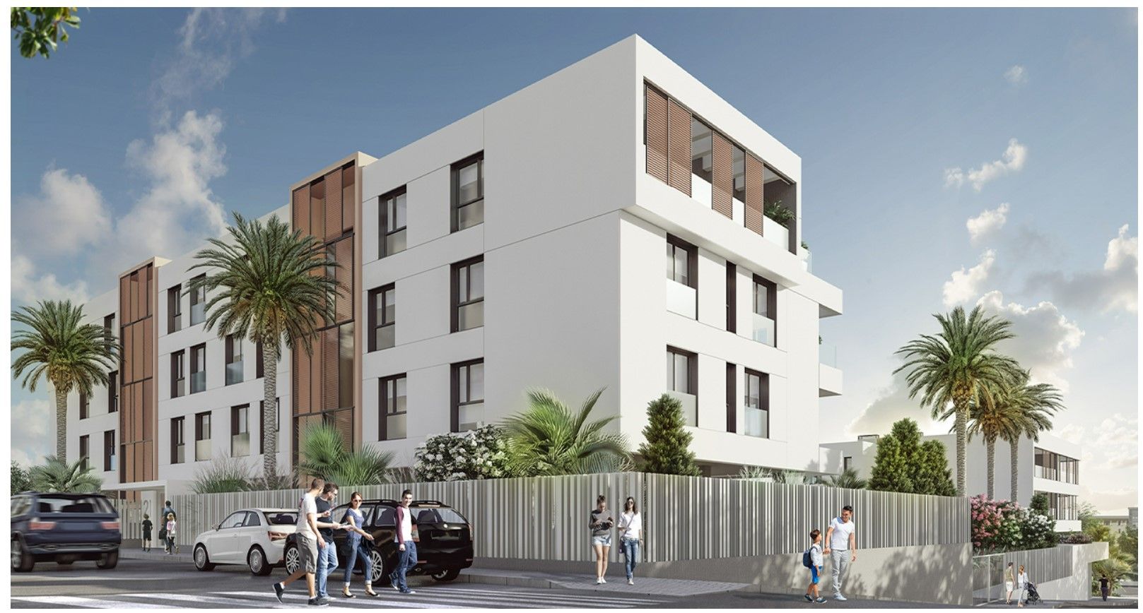 New-build development from street level, El Pinillo, Torremolinos