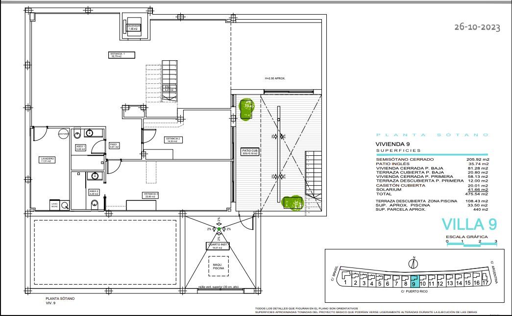 Floor plan - solarium level of 4-bedroom villa in Camporrosso Village, Finestrat