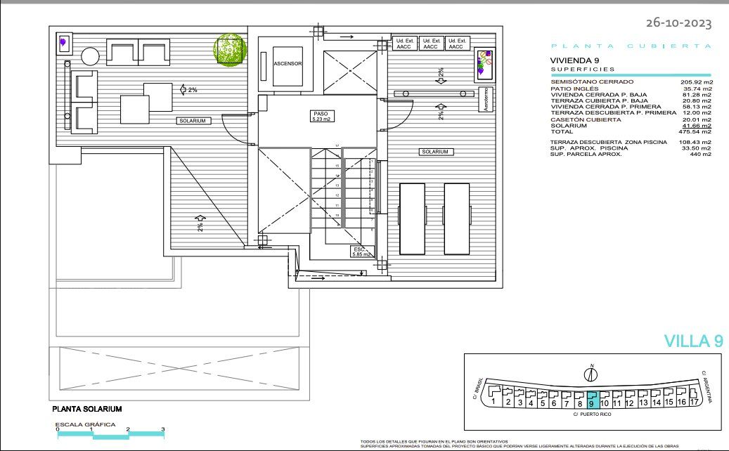 Floor plan - plot layout of 4-bedroom villa in Camporrosso Village, Finestrat