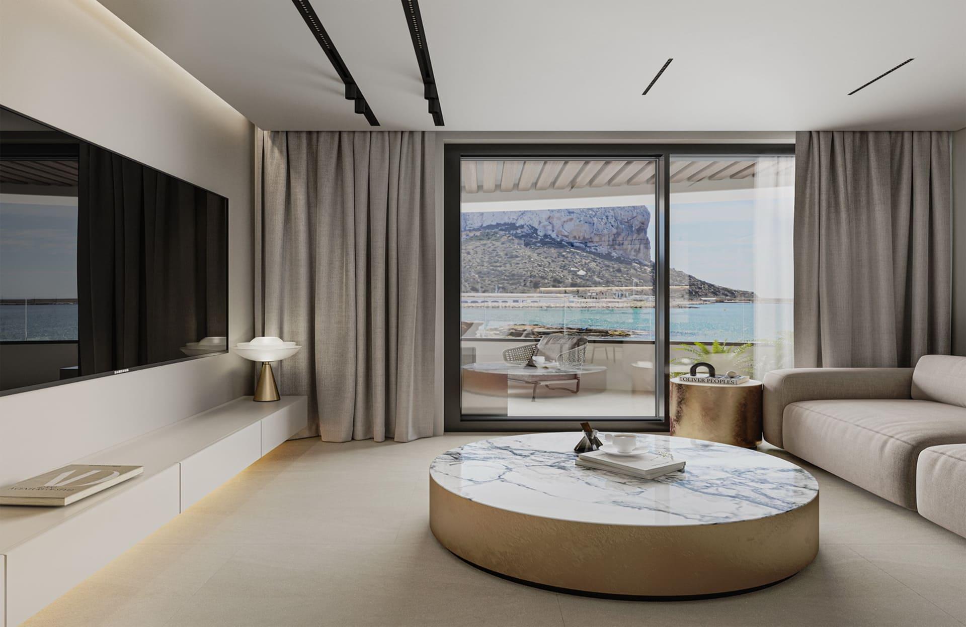 Building exterior and entrance, new-build development in Ifach, Calpe