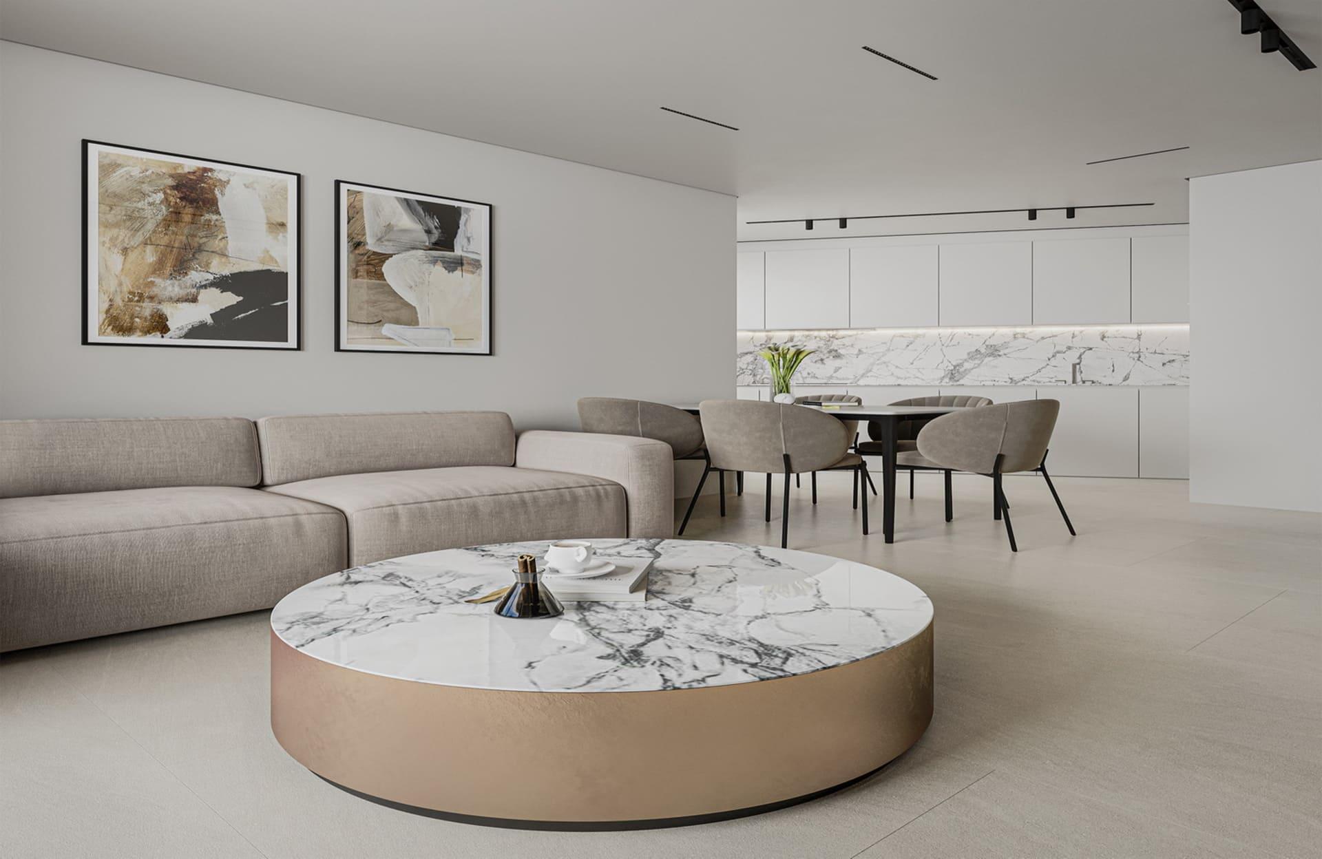 Living room with floor-to-ceiling windows, Ifach, Calpe