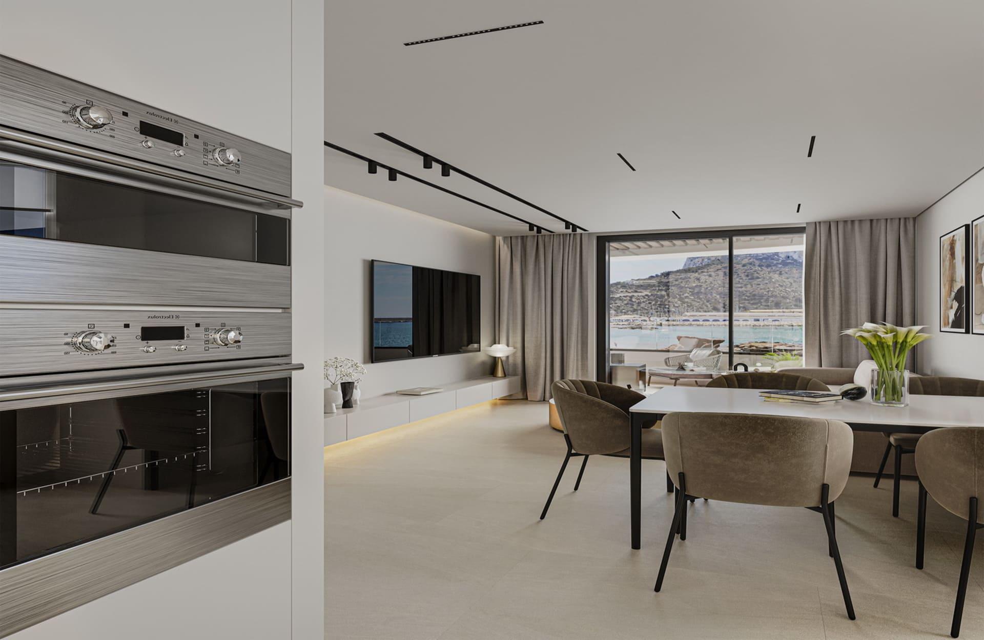 Balcony with seating area, 7th-floor apartment in Ifach