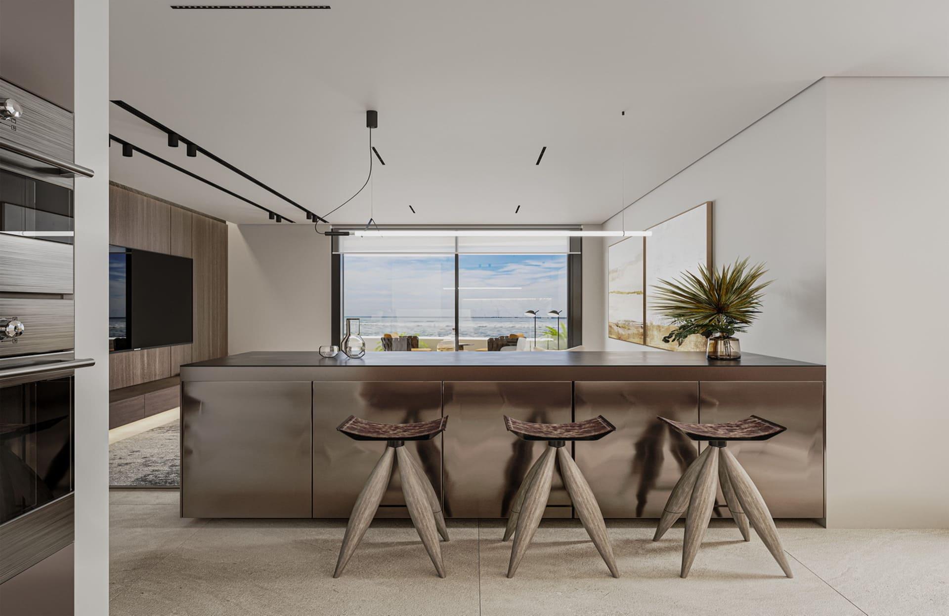 Bedroom interior in new-build apartment, Ifach, Calpe