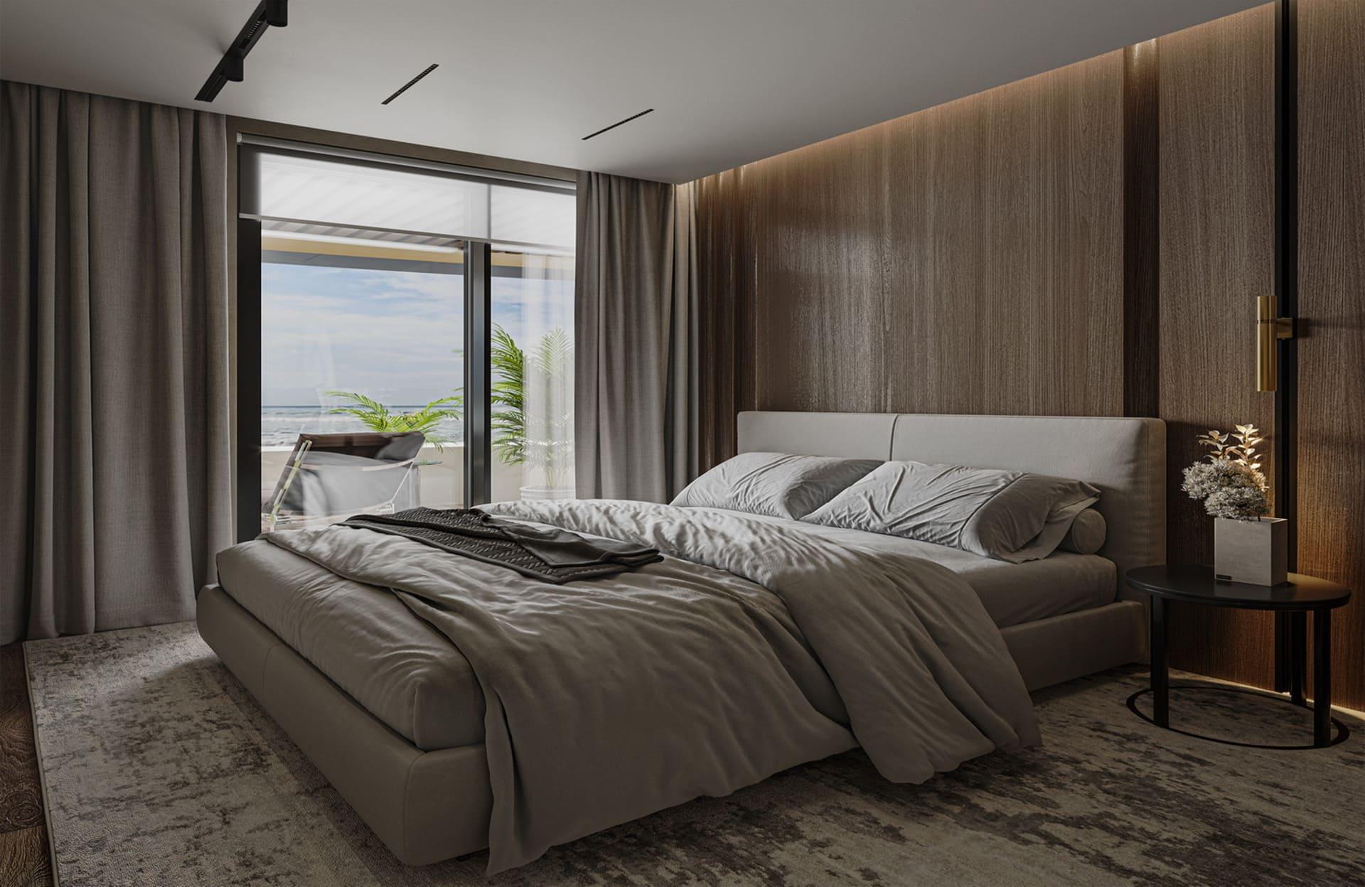 Window view from bedroom in apartment, Ifach, Calpe
