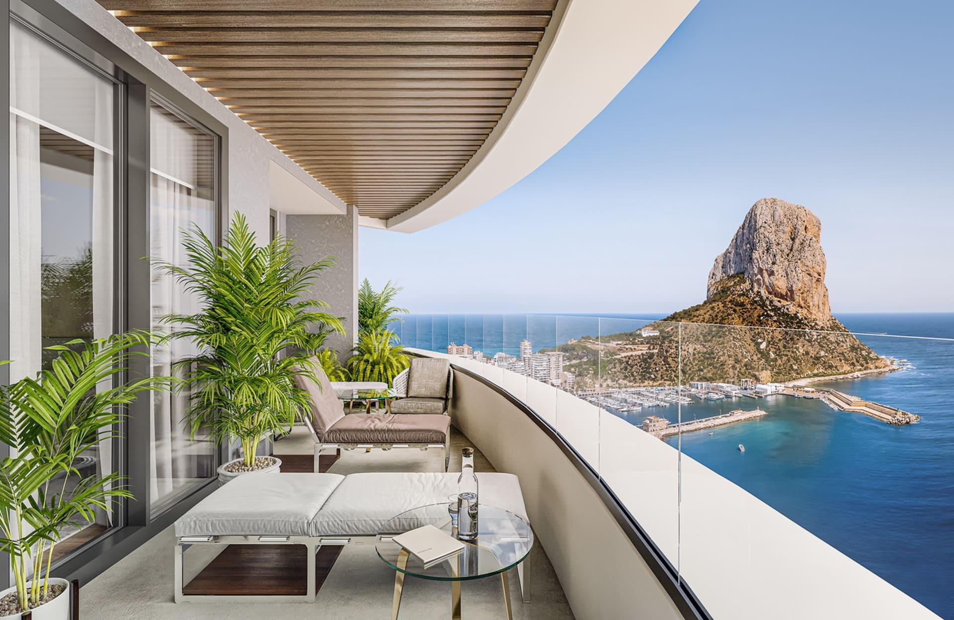 Aerial or elevated view of Ifach area, Calpe