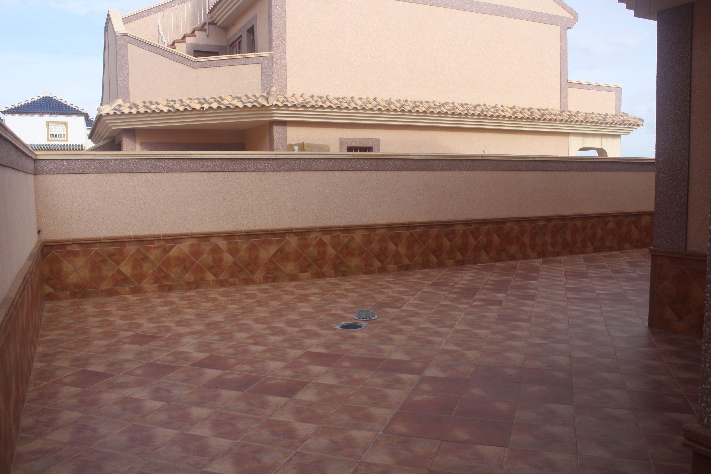 Street view of new-build townhouse development, Los Balcones, Torrevieja