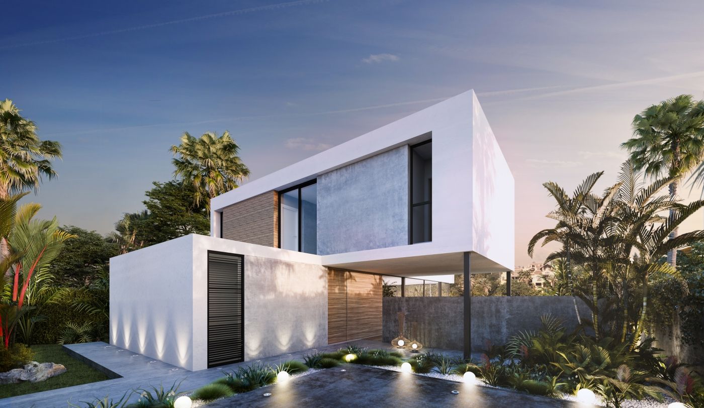 Communal pool area within the Estepona villa development