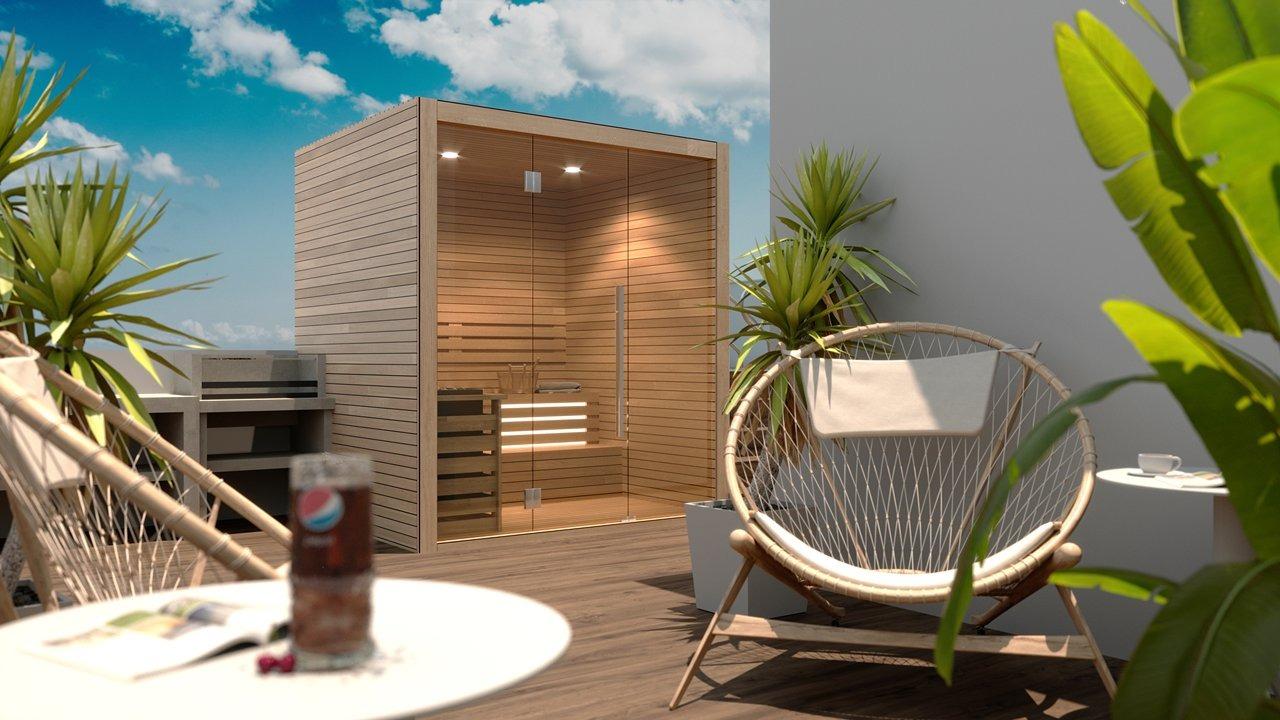 Open-plan living and dining area with large windows in 2-bedroom apartment, Acequion
