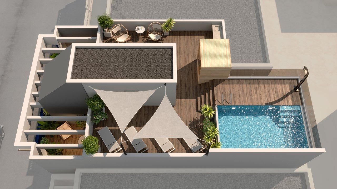 Construction progress view of Brisamar building, Acequion