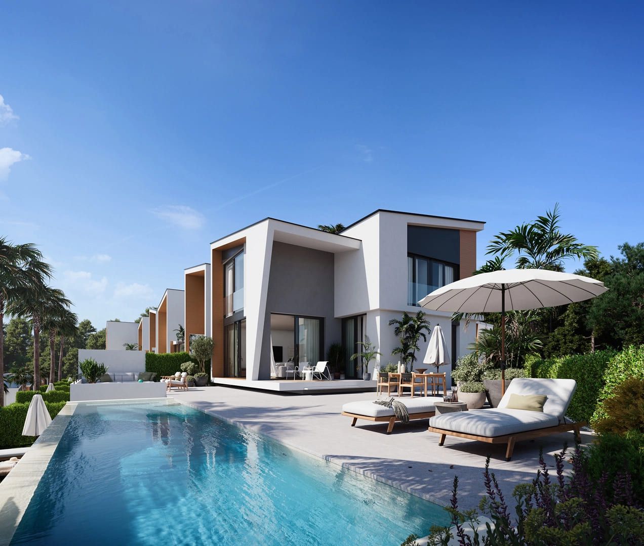 Exterior facade with natural wood accents