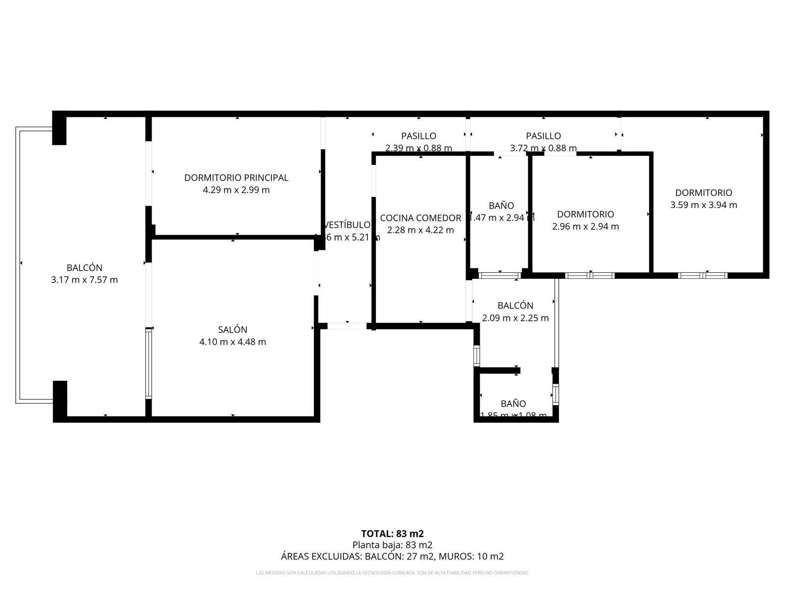 Floor plan of the 3-bedroom penthouse in Playa de los Naufragos