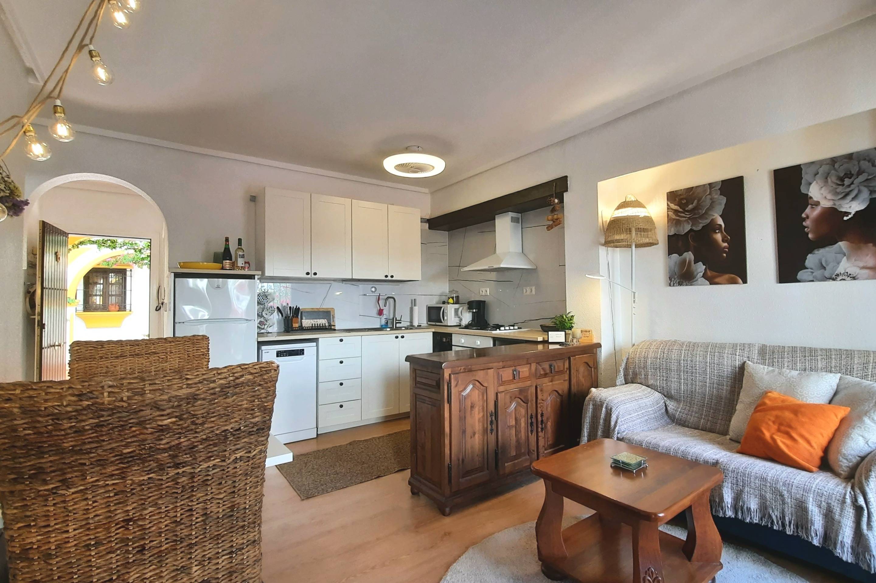 Kitchen area in bungalow, La Mata