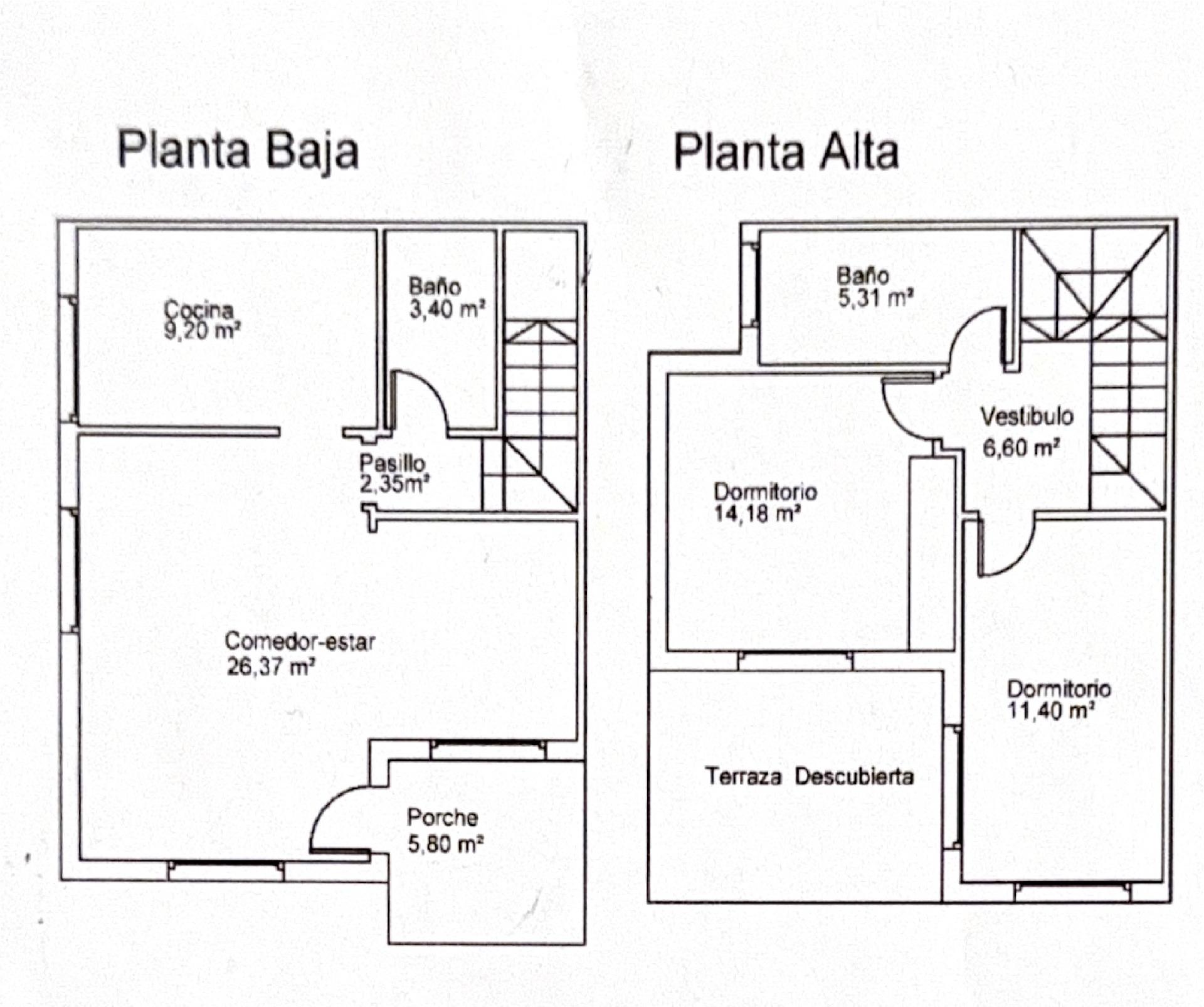 Floor plan of the 2-bedroom duplex in La Regia