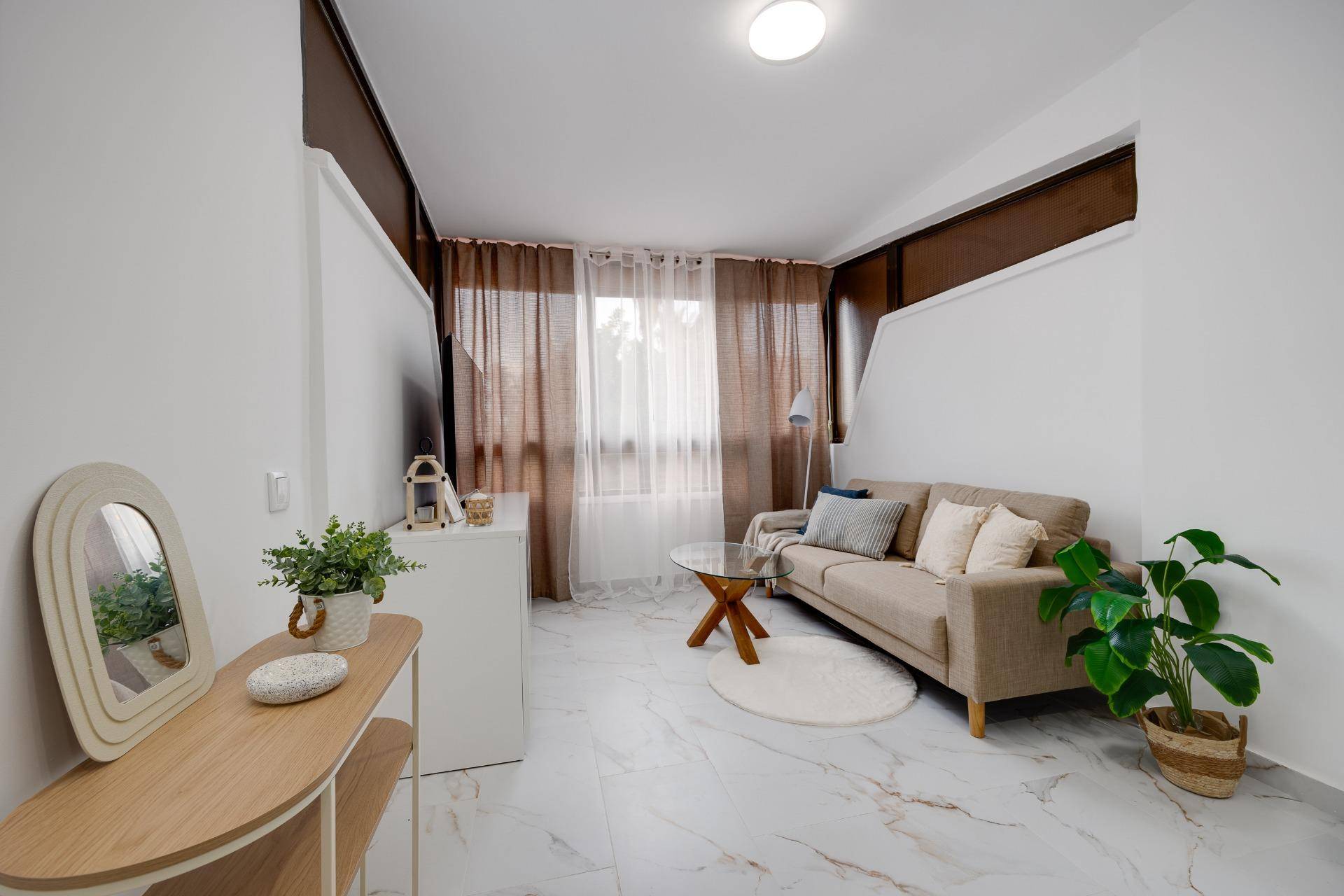 Seating area with sofa in living room, 1-bedroom apartment, Cabo Cervera, Torrevieja