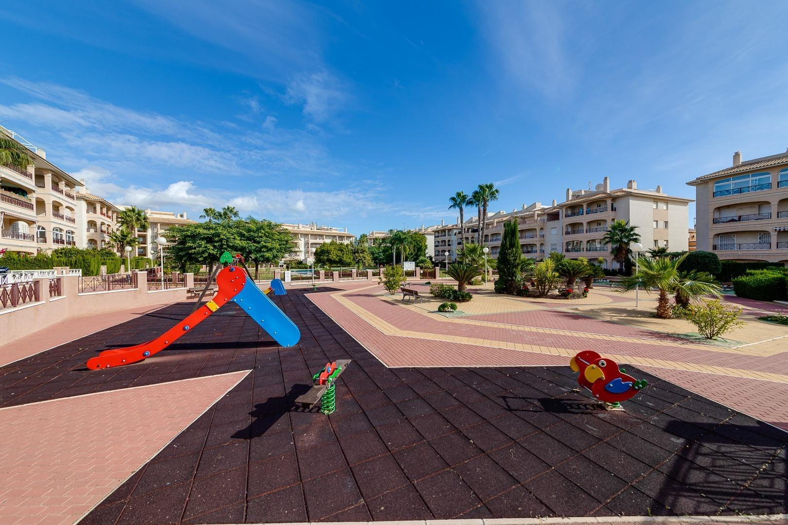 Garden view from terrace door, 2-bedroom apartment, Playa Flamenca Norte